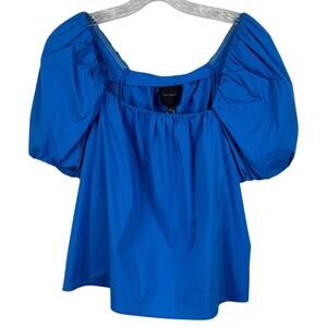 Alex Marie x Brrr Gemma Square Neck Puff Sleeve Blouse Blue NWT Medium Cooling